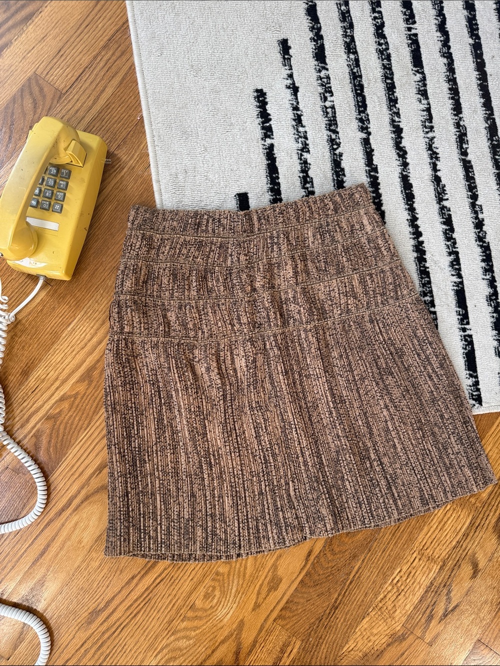 W by Worth Brown Ribbed Knit Mini Skirt
